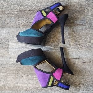 Nine west platform suede heels